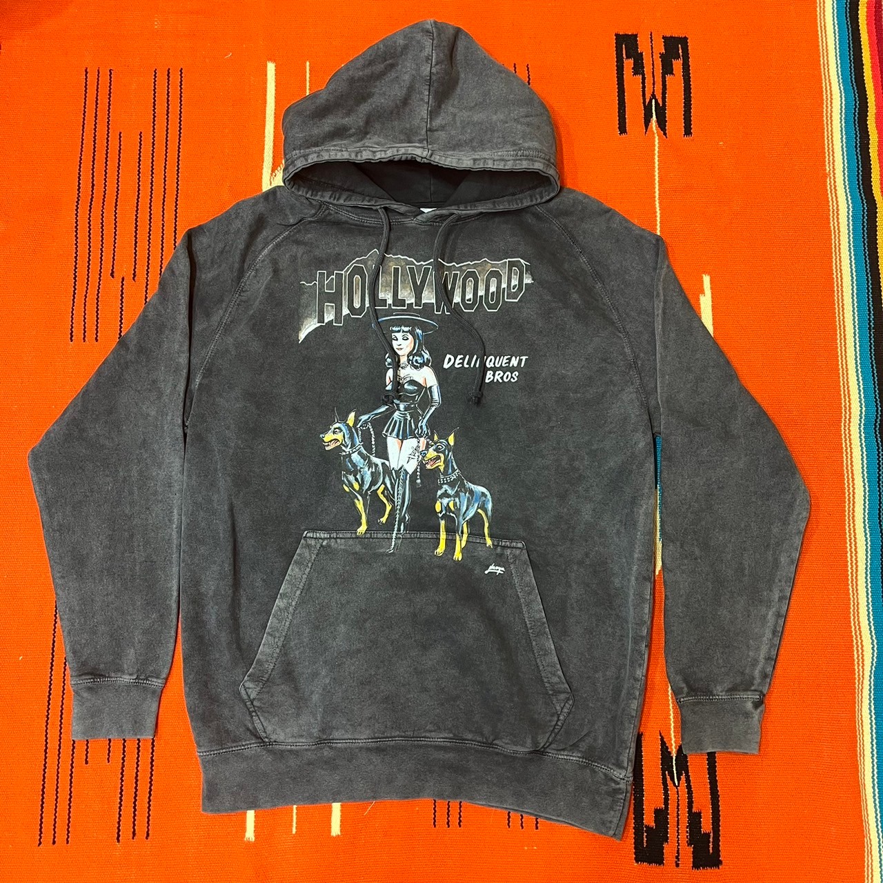 “Witches & Bitches”Vintage Washed Hoodie　BLACK