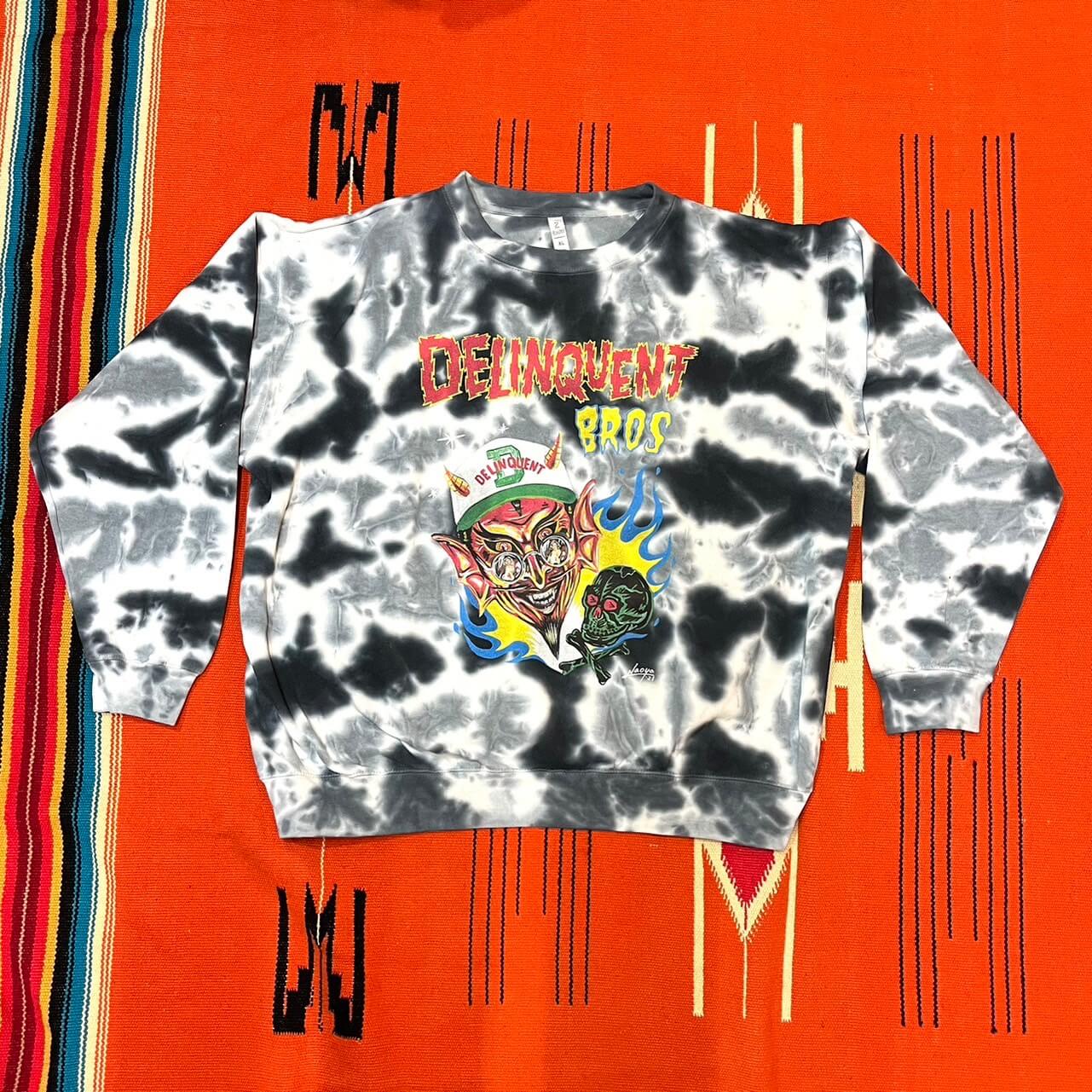 Delinquent Devil Crew Neck Sweat shirt　TIE DYE