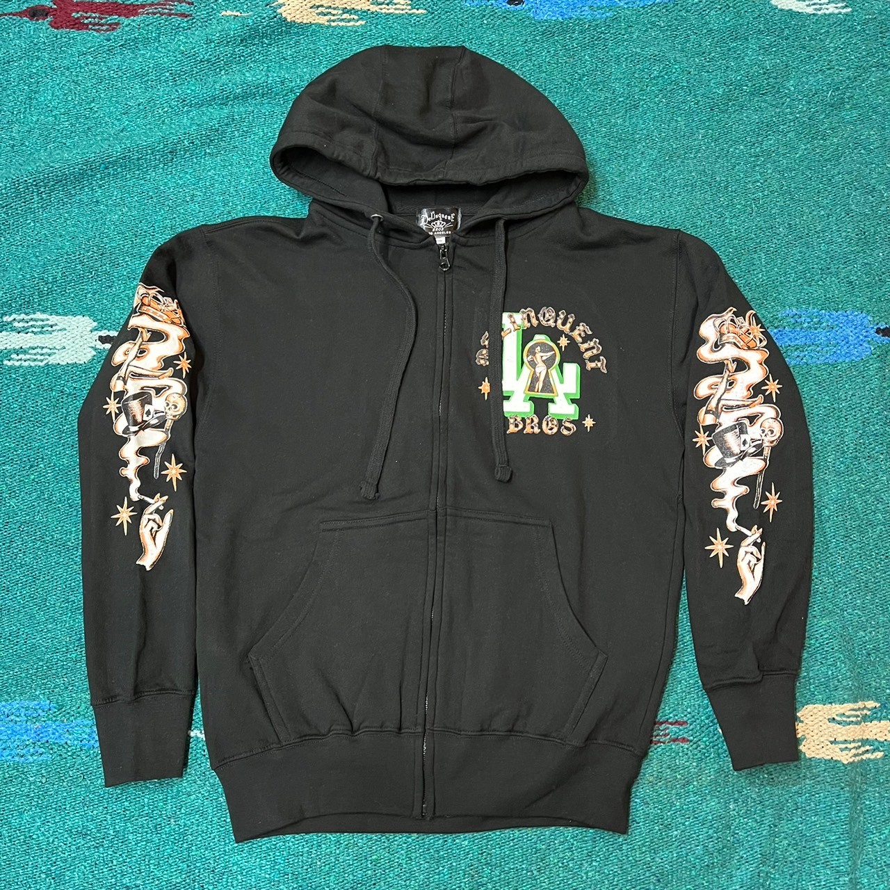 “Peek a Boo” Full Zip Hoodie　BLACK