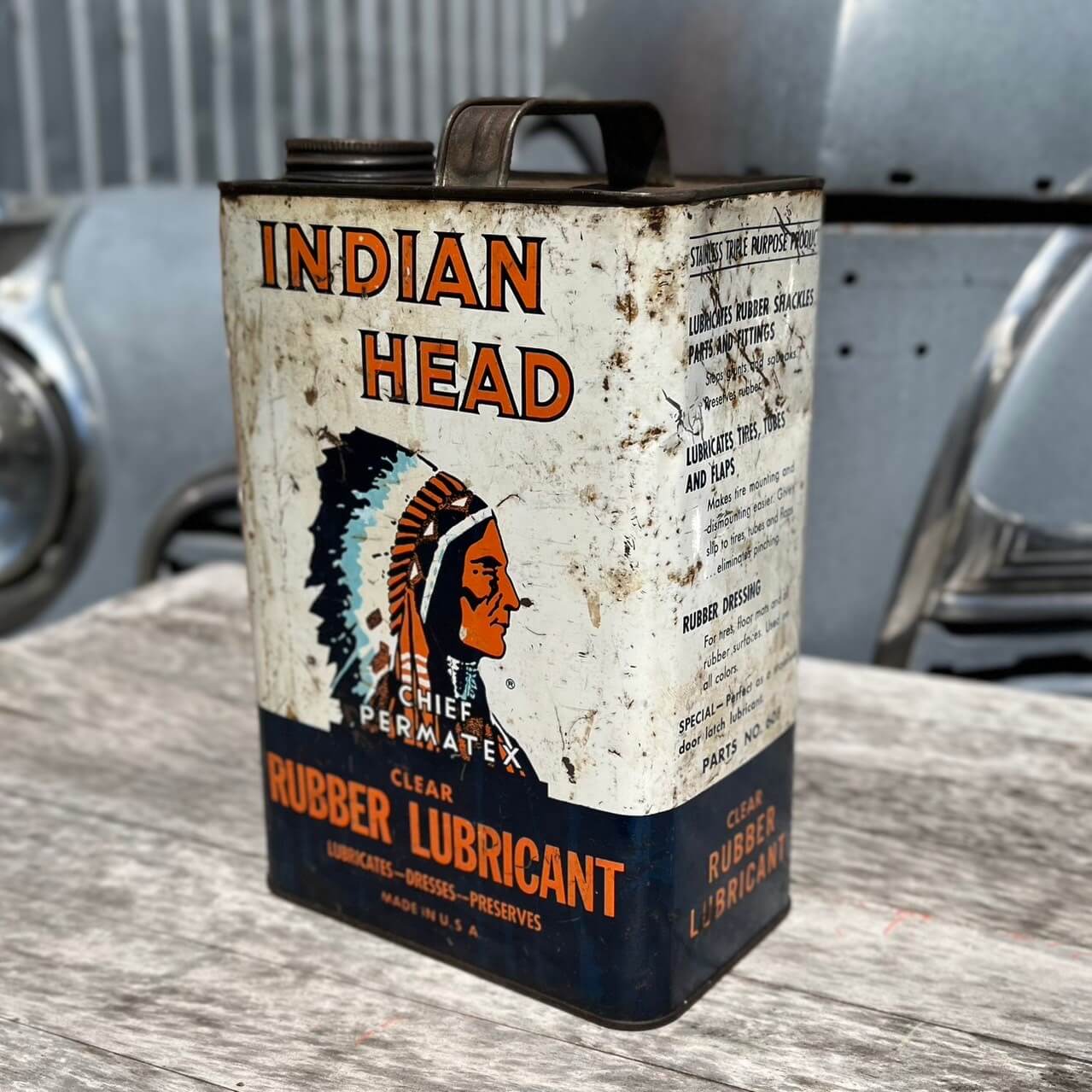 【Vintage】INDIAN HEAD CLEAR RUBBER LUBRICANT CAN