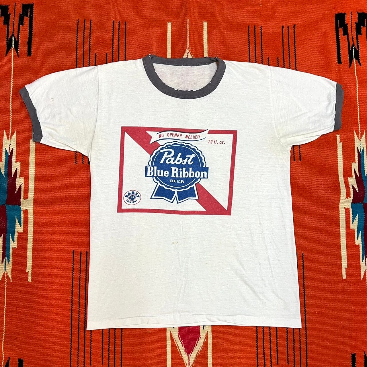 【70~80s】”Pabst Blue Ribbon” Ringer Tee (Mサイズ相当)