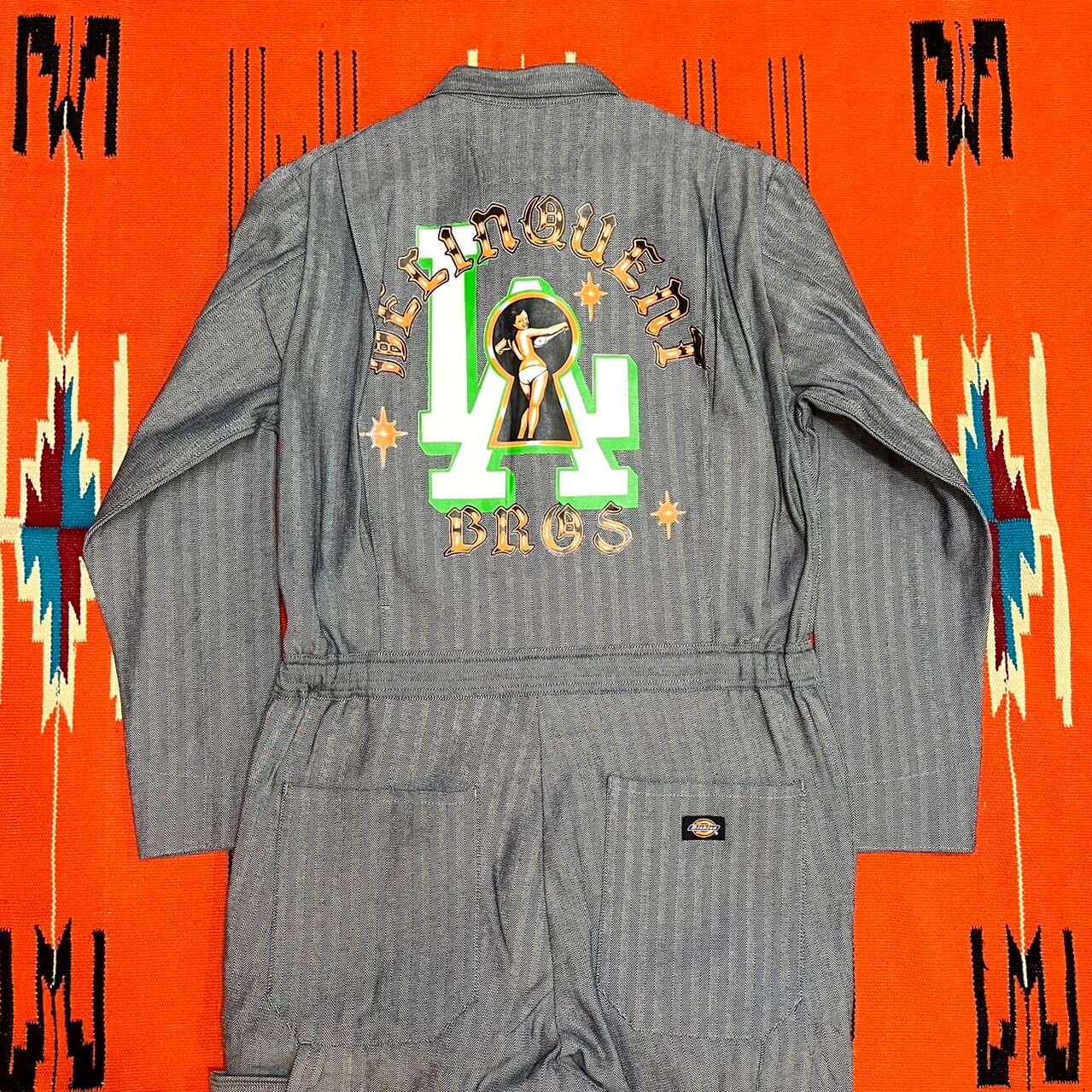 “Peek a Boo”LONG SLEEVE COVERALL　FISHER STRIPE