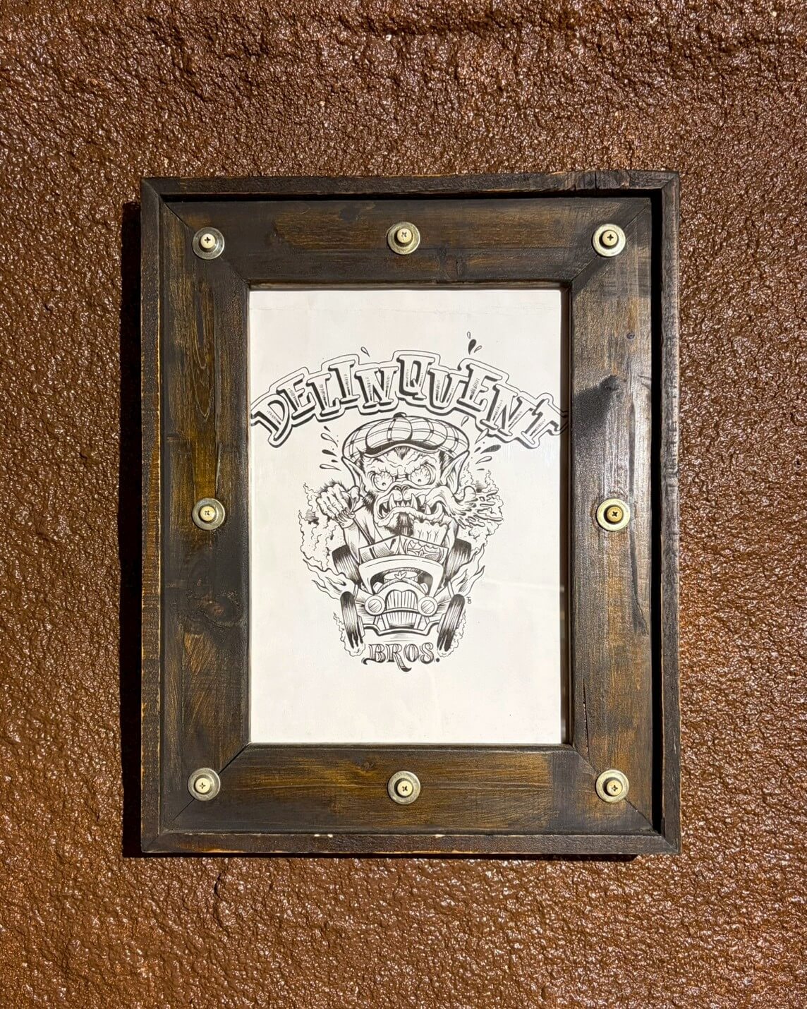 Delinquent Bros Wood Frame Art Work