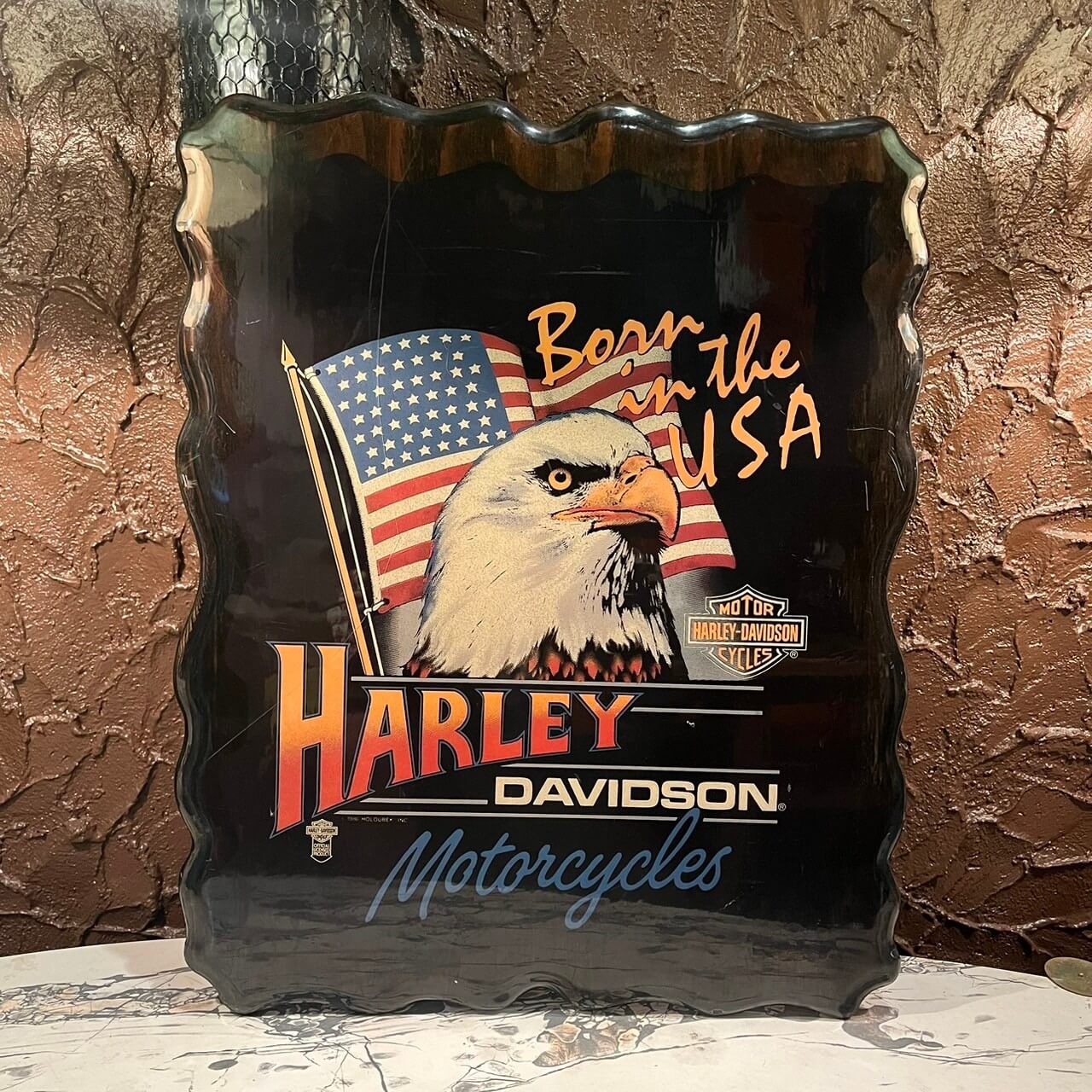 【80s】Harley Davidson Eagle Wood Sign Board