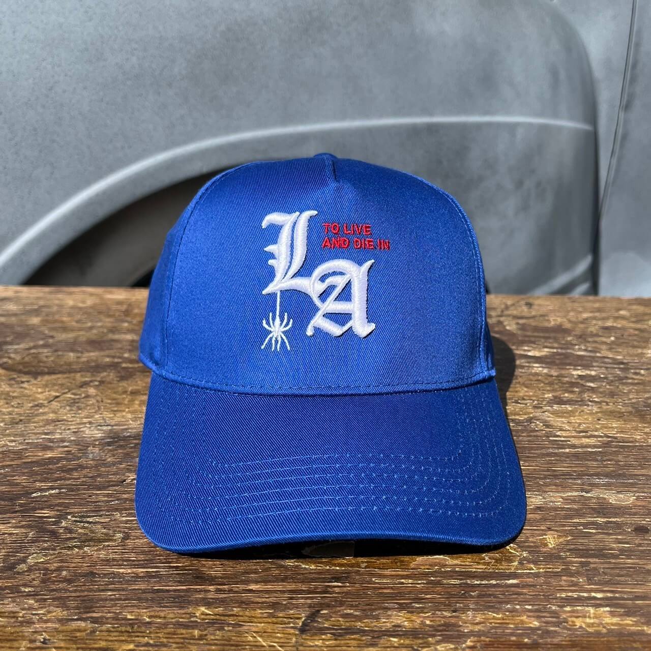 To live and Die in LA 5 Panel Snap Back Cap　BLUE