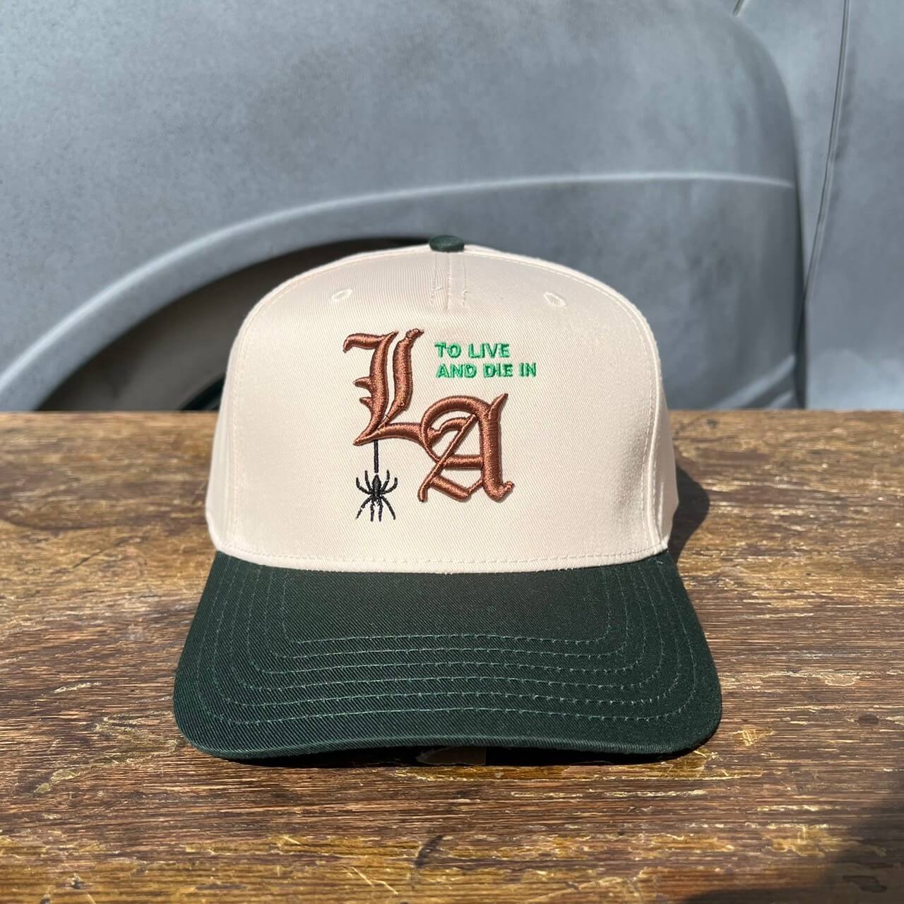 To live and Die in LA 5 Panel Snap Back Cap　NATURAL×GREEN