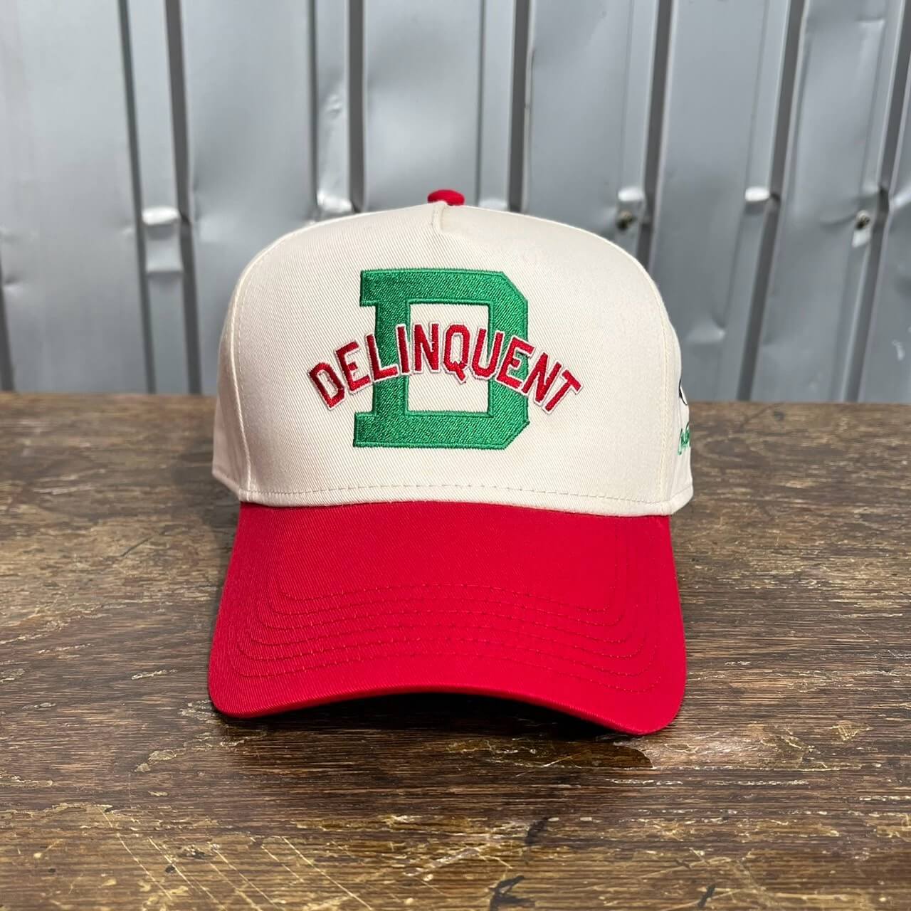 1940’s Style Logo 5 Panel Snap Back Cap　NATURAL×GREEN×RED