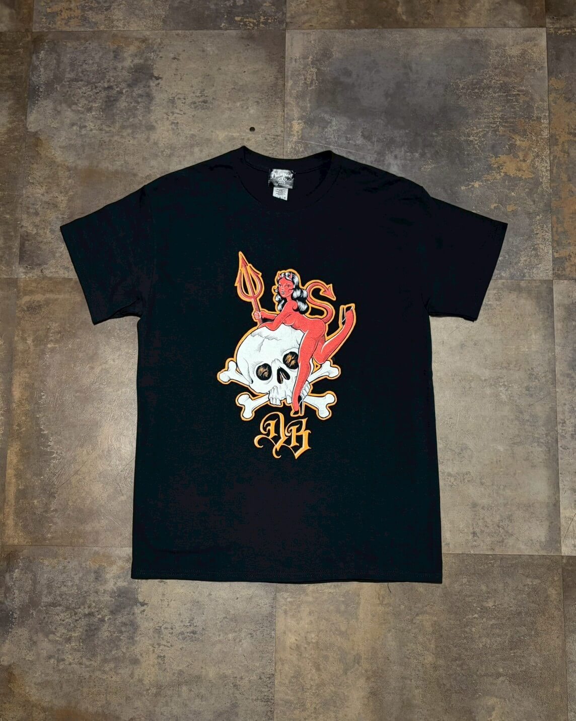 Devil Girl & Skull Tee　BLACK