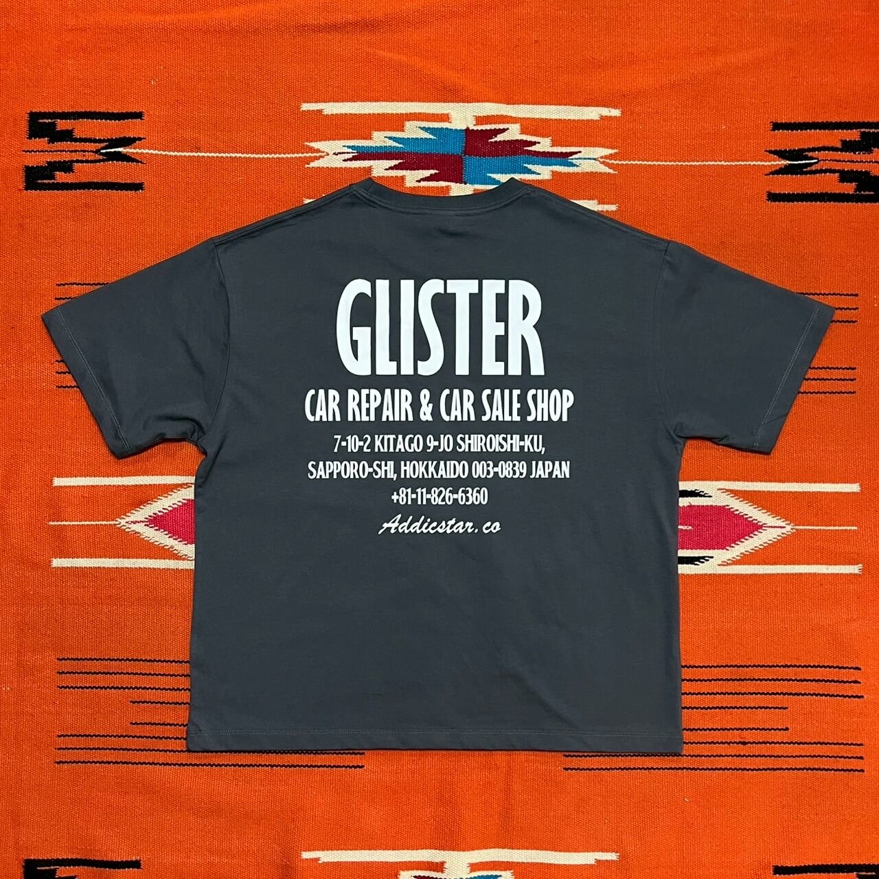 GLISTER SHOP ADDRESS TEE　SMOKE BLACK