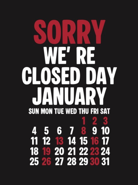 January Closed Day.※赤色が店休となります。⬛︎ 営業時間 : 11:00~19:00
⬛︎ 北海道札幌市白石区北郷9条7丁目10-2
⬛︎ 駐車場有#delinquentbros
#デリンクエントブロス
#デリンクエント
#非行兄弟
#古着