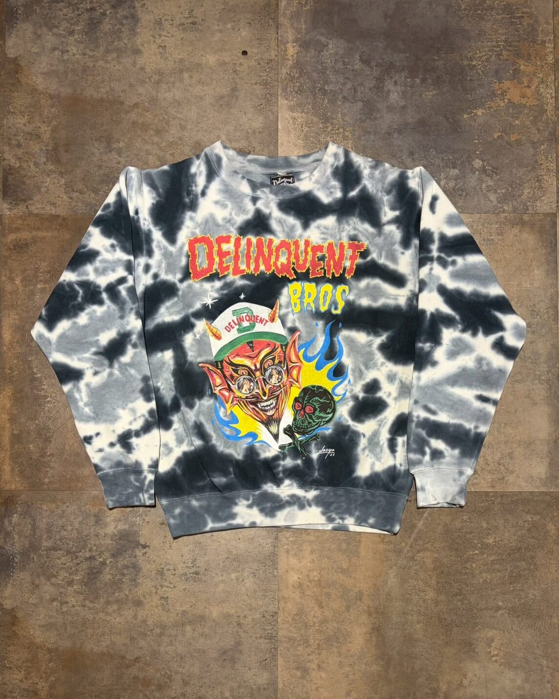 Delinquent Devil Crew Neck Sweat shirt　TIE DYE