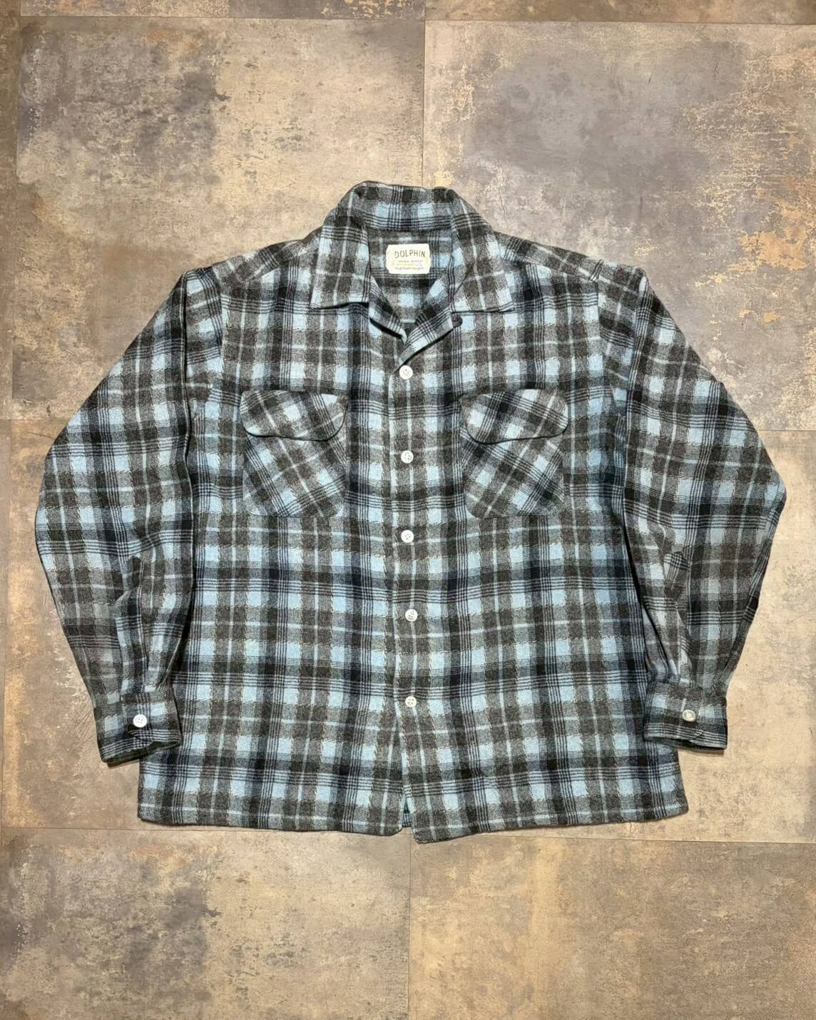 【50~60s】DOLPHIN ウールチェックシャツ