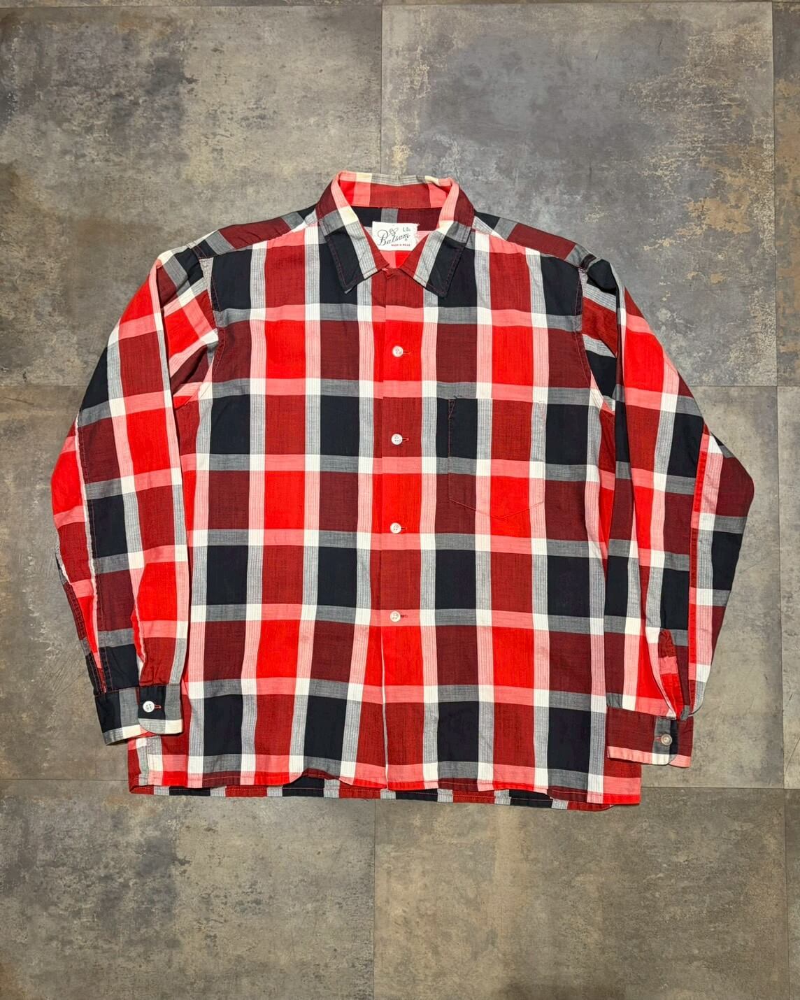 【50s】Balsam ループカラーブロックチェックシャツ