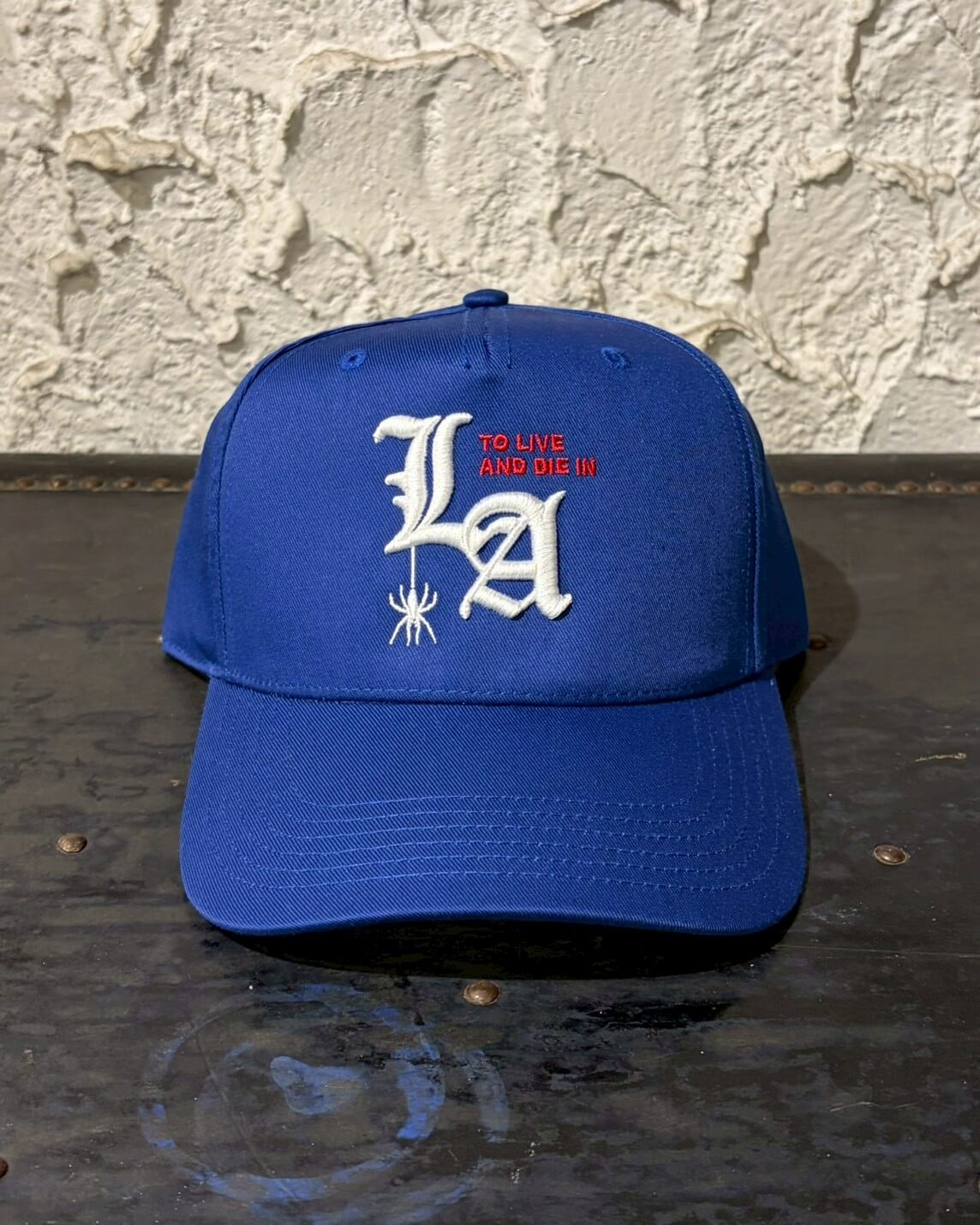 To live and Die in LA 5 Panel Snap Back Cap　BLUE