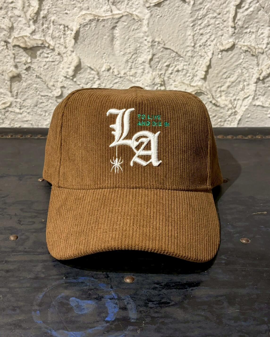 To live and Die in LA Corduroy 5 Panel Snap Back Cap　BROWN