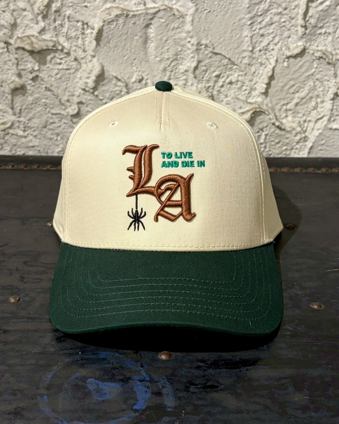 To live and Die in LA 5 Panel Snap Back Cap　NATURAL×GREEN