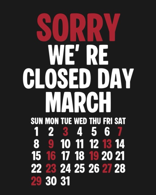 March Closed Day.※赤色が店休となります。⬛︎ 営業時間 : 11:00~19:00
⬛︎ 北海道札幌市白石区北郷9条7丁目10-2
⬛︎ 駐車場有#delinquentbros
#デリンクエントブロス
#デリンクエント
#非行兄弟
#古着
