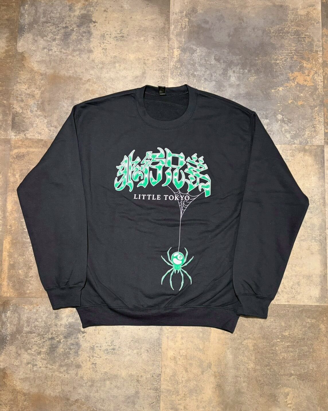 Spider Trap Crew Neck Sweat Shirt　BLACK