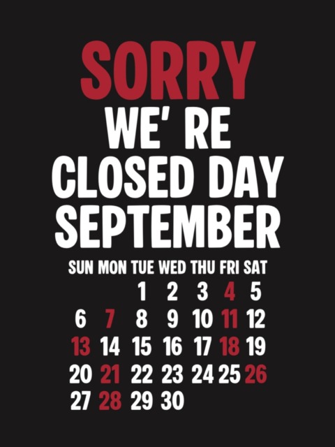 September Close Day.※赤字が店休となります。⬛︎ 営業時間 : 11:00~19:00
⬛︎ 北海道札幌市白石区北郷9条7丁目10-2
⬛︎ 駐車場有#delinquentbros
#デリンクエントブロス
#デリンクエント
#非行兄弟
#札幌