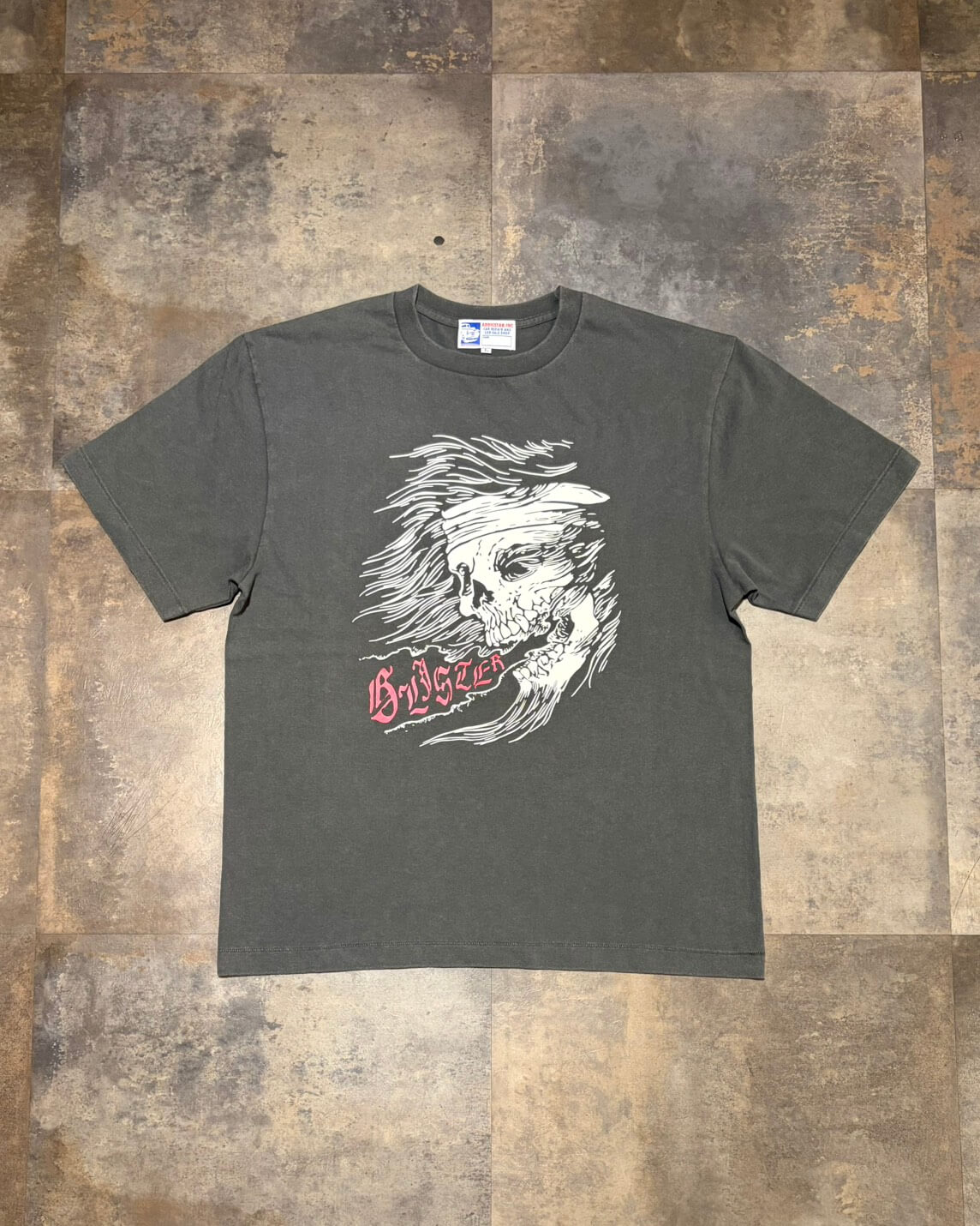 SKULL SINGS 6.2oz TEE　FADE CHARCOAL