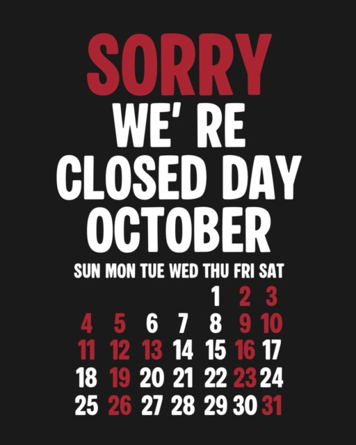 October Close Day.10月3.4日は石川県にて @chirihama_sandflats_official  物販ブースにて出店、11日は岐阜県にて @big_foot_land  物販ブース出店となります。オンラインストアで完売中のアイテムも数量限定で販売予定です、近郊の方は是非お待ちしております🤝※赤字が店休となります。⬛︎ 営業時間 : 11:00~19:00
⬛︎ 北海道札幌市白石区北郷9条７丁目10-2
⬛︎ 駐車場有#delinquentbros
#デリンクエントブロス
#デリンクエント
#非行兄弟
#札幌